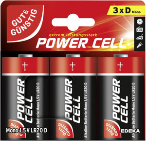 Gut & Günstig Power Cell Alkaline Mono D 1,5V LR20 Batterien 3ST