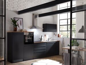 Küchenzeile 320 cm - schwarz matt - inkl. Elektrogeräte - JAZZ