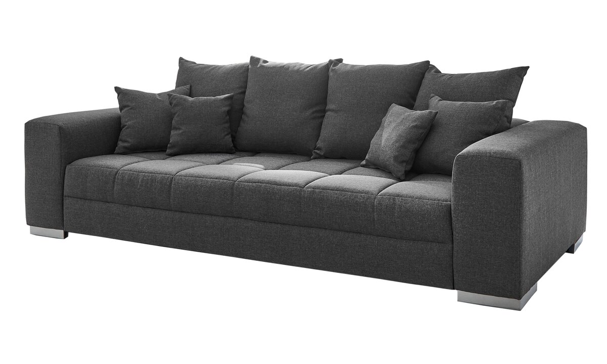 Big Sofa grau 254 cm Nosagunterfederung BORNEO von Möbelfundgrube