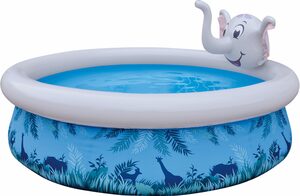 SunClub Planschbecken »Kinder Pool 205 x 47 cm«, (Quick up Pool mit aufblasbarem Luftring, 1-tlg., aufblasbares Kinderbecken), Planschbecken mit wassersprühendem Elefanten