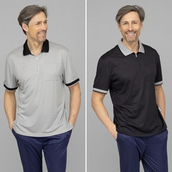 MEN'S TOUCH 2 Poloshirts Mikrofaser Brusttasche von QVC für 47,99