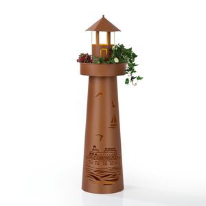 Hoberg Dekosäule »LED Deko-Leuchtturm in Rost-Optik - 80cm«, Garten Dekoration Deko Säule groß Aussen Beleuchtung Pflanzgefäß Pflanzschale Pflanzkübel