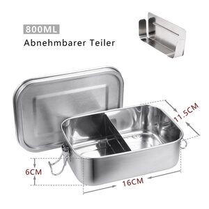 Clanmacy Lunchbox »800-1400ml Brotdose Metall Brotdose Thermobehälter Lunchbox BPA frei Edelstahl«, Fächern (abnehmbar)
