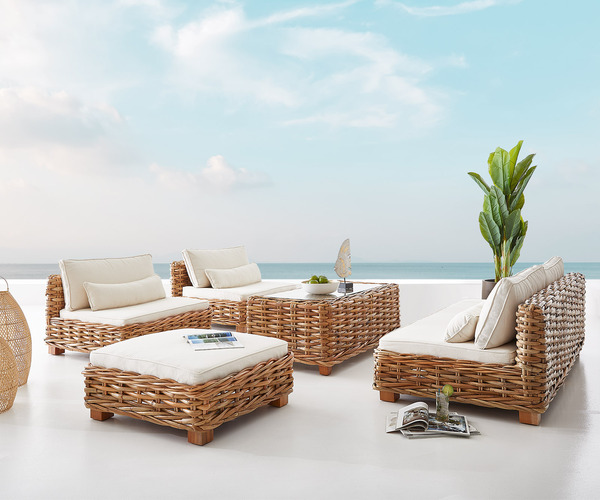 LoungemöbelSet Nizza aus Rattan Natur Sitzgruppe von Delife für 3.599