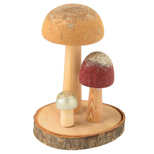 Deko-Figur Pilze mit Holzscheibe