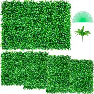 VEVOR Künstliche Pflanzenwand Sichtschutz Hecke Künstlich UV 4 Stk. 60 x 40 cm