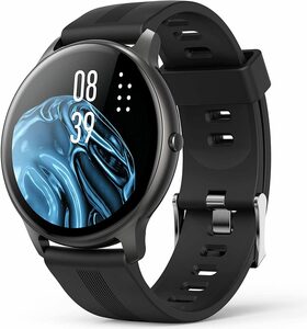 QTIYE Smartwatch, Runde 1,3-Zoll-Uhr mit einstellbar Bildschirm, Musiksteuerung, Herzfrequenz, Schrittzähler, Kalorien usw. Wasserdichter IP68-Fitness-Tracker für iOS und Android Smartwatch (3