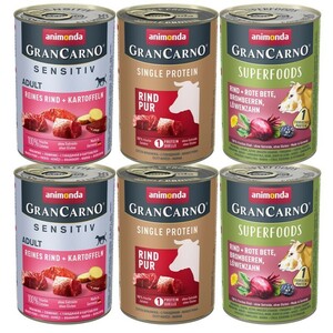 GranCarno Adult Monoprotein Mixpaket 6x400 g Rind