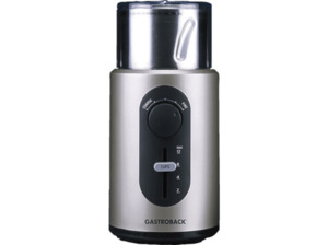 GASTROBACK 42601 Design Basic Kaffeemühle Silber (200 Watt, Edelstahl-Schneidemesser-System)