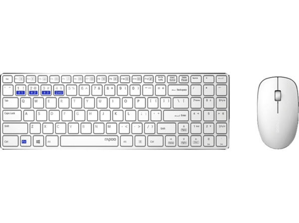 Bild 1 von RAPOO Multimodus-Kombi-Set 9300M, Tastatur-Maus Set, Weiß
