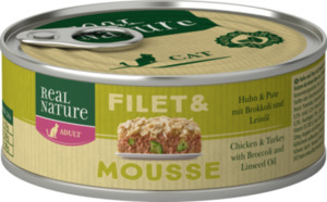 REAL NATURE Filet & Mousse Adult 6x85g Huhn & Pute mit Brokkoli und Leinöl