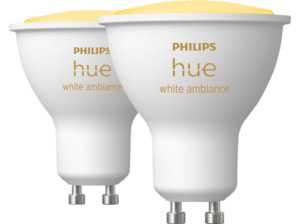 PHILIPS Hue White Ambiance GU10 Doppelpack LED Lampe Warmweiß
