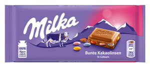 Milka Alpenmilch Schokolade mit bunten Kakaolinsen 100 g