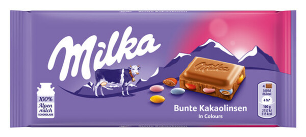 Bild 1 von Milka Alpenmilch Schokolade mit bunten Kakaolinsen 100 g