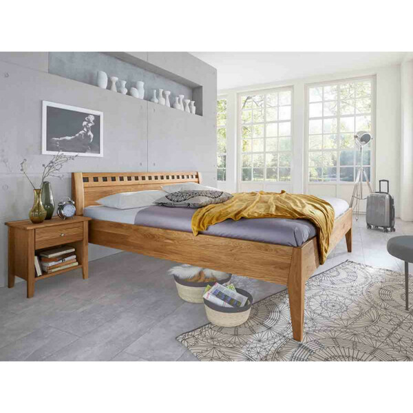 Bild 1 von Einzelbett, Massivholzbett M&H DIANA II, 200x180cm, Kernbuche geölt, preiswertes, gutes Bett,