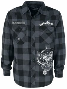 Motörhead Brandit Bastards - Checkshirt Langarmhemd schwarz grau