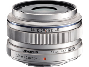 OLYMPUS Zuiko Pen M 17 mm - f/1.8 MSC (Objektiv für Micro-Four-Thirds, Silber)