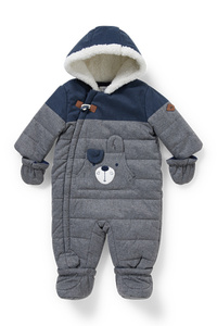 C&A Baby-Schneeanzug mit Kapuze-recycelt, Grau, Größe: 68