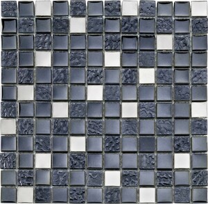 Glas-/Edelmetallmosaik RUSTICA
, 
schwarz-silber, 29,8 x 29,8 x 0,8 cm