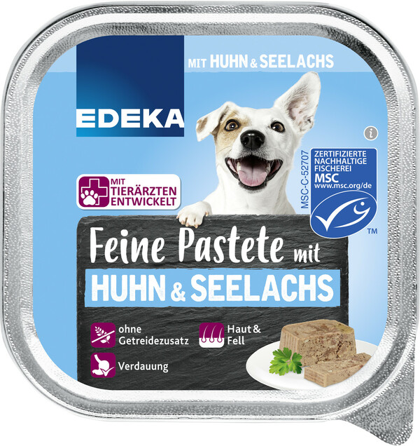 Bild 1 von EDEKA Feine Pastete mit Huhn & Seelachs Hundefutter nass 150G