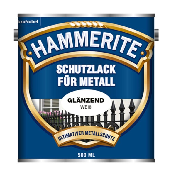 Bild 1 von Hammerite Schutzlack für Metall - Glänzend weiß 500 ml