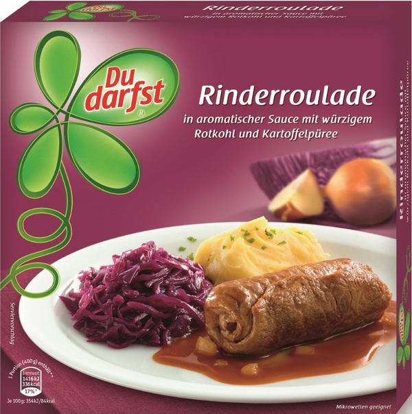 Bild 1 von Du darfst Rinderroulade in aromatischer Sauce mit würzigem Rotkohl und Kartoffelpüree 400G