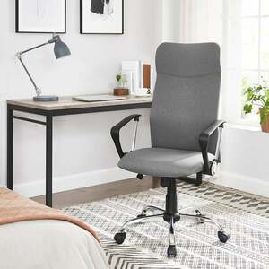 Bürostuhl, ergonomischer Schreibtischstuhl, Drehstuhl, gepolsterter Sitz, Stoffbezug, höhenverstellbar und neigbar, bis 120 kg belastbar, Grau