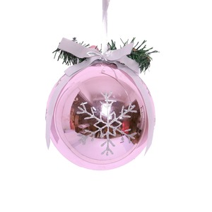 Tarrington House Kugel, Kunststoff, Ø 20 cm, Glanz mit Schneeflocken-Deko, pfirsich