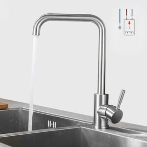 Kinse - Niederdruck armatur Küche Wasserhahn aus Edelstahl | Die Küchenarmatur ist 360° Schwenkbar und für Kaltwasser und einen Wasserboiler