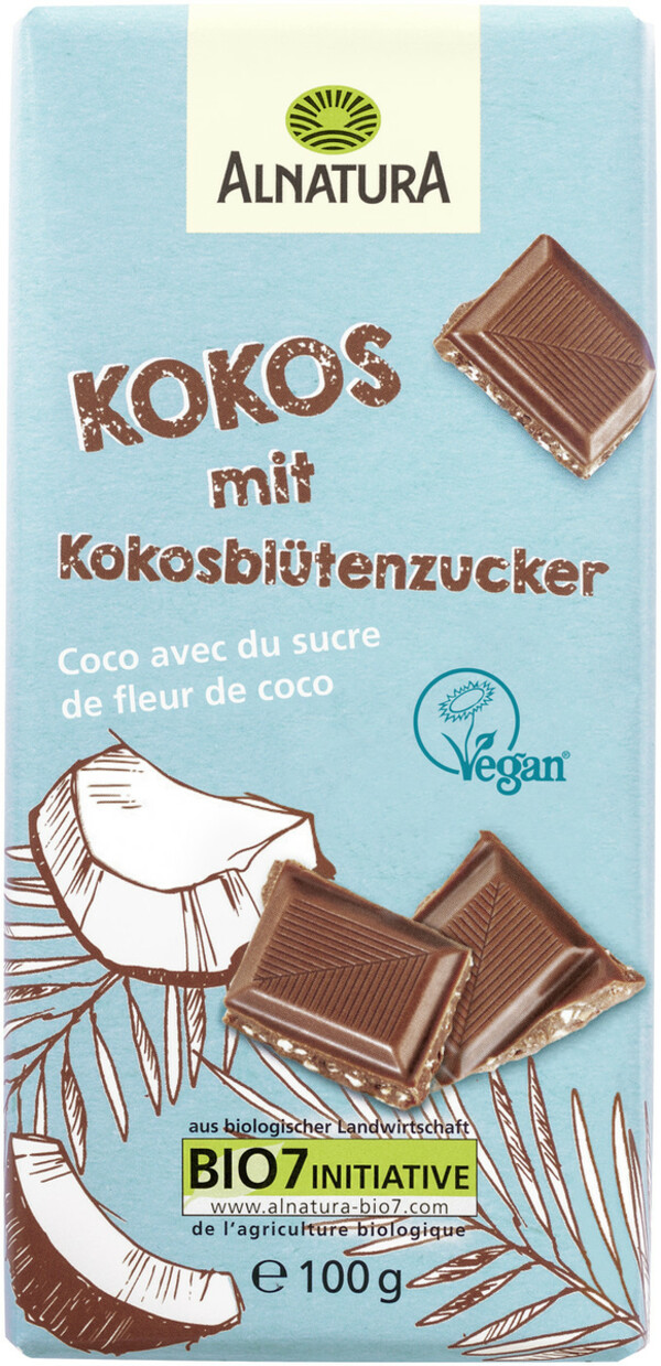 Bild 1 von Alnatura Bio Kokos-Schokolade mit Kokosblütenzucker 100G