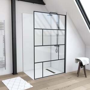 Marwell - Duschwand, schwarz 120 x 195 cm - Begehbare Dusche - Walk-In – Duschabtrennung – Siebdruck