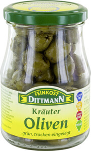 Dittmann Kräuter Oliven grün ohne Stein 170 g