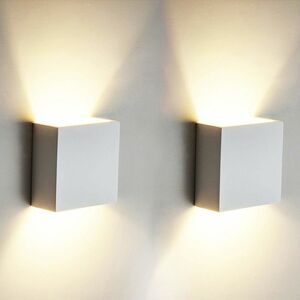 2 Stück 6W Moderne LED Wandlampe Warmweiß Kreative Weiß Würfel Stil Deckenlampe Einfacher Nordisch Minimalistischer Wandleuchte für Loft Corridor