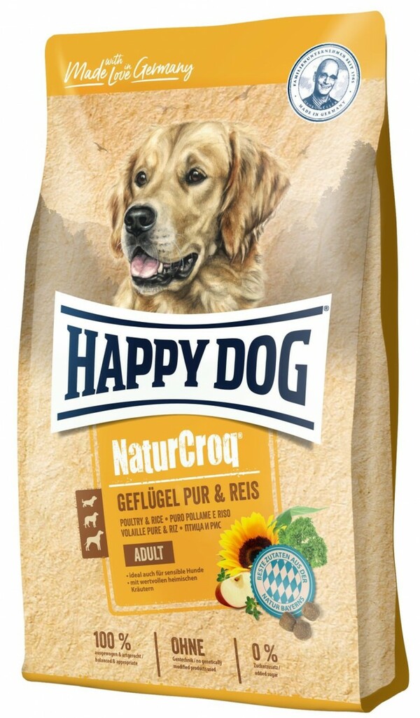 Bild 1 von Happy Dog Hundetrockenfutter NaturCroq, Geflügel pur & Reis 4 kg, Happy Dog 4 kg