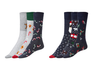 LIVERGY Herren Socken, 3 Paar, mit weihnachtlichen Motiven