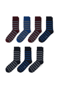 C&A Multipack 7er-Socken-Bio-Baumwolle-LYCRA®-gestreift, Blau, Größe: 39-42
