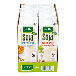 BioBio Sojadrink 1 Liter, verschiedene Sorten, 8er Pack