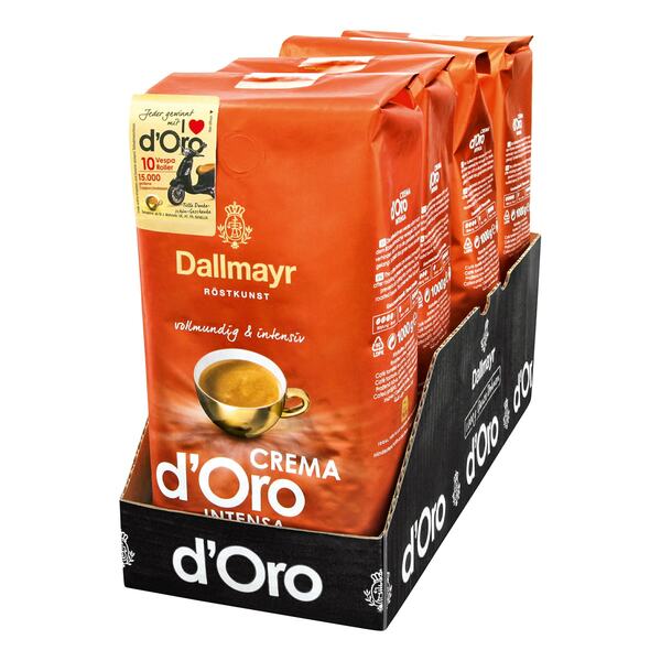 Bild 1 von Dallmayr ganze Kaffeebohnen Crema dOro Intensa 1 kg, 4er Pack