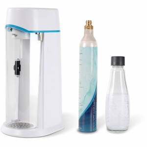 Wassersprudler mit Glasflasche im edlen Karaffendesign, erster Sprudler, der auch für große 1,2 l CO2-Zylinder geeignet ist, inkl. Glaskaraffe und