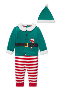 C&A Baby-Weihnachts-Outfit-3 teilig, Grün, Größe: 62
