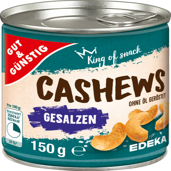 Bild 1 von Gut & Günstig Cashews geröstet & gesalzen 150G