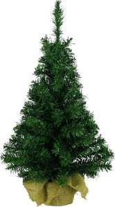 Kaemingk Minibaum im Jutesack  grün, 35cm