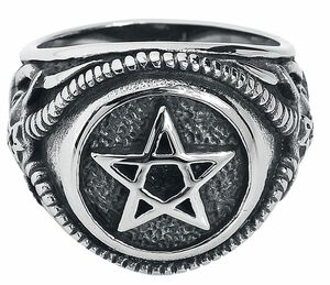 etNox hard and heavy Pentagramm Ring silberfarben