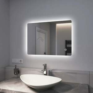 LED Badspiegel 50x70cm Badezimmerspiegel mit Kaltweißer Beleuchtung und Touch-schalter IP44 Energie sparen - 50x70cm | Kaltweißes Licht + Touch - Emke