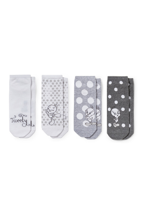 Bild 1 von C&A Multipack 4er-Sneakersocken mit Motiv-Tweety, Grau, Größe: 35-38