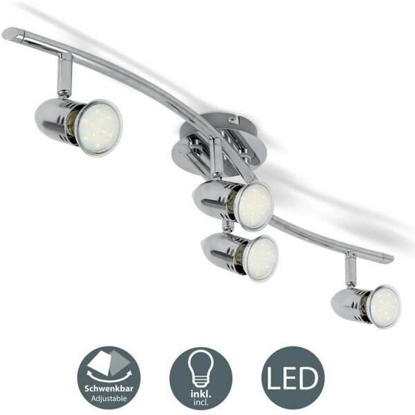 Bild 1 von Design LED Deckenlampe 6W-12W Deckenlechte 230V Spot-Strahler GU10 modern chrom: 4 Strahler