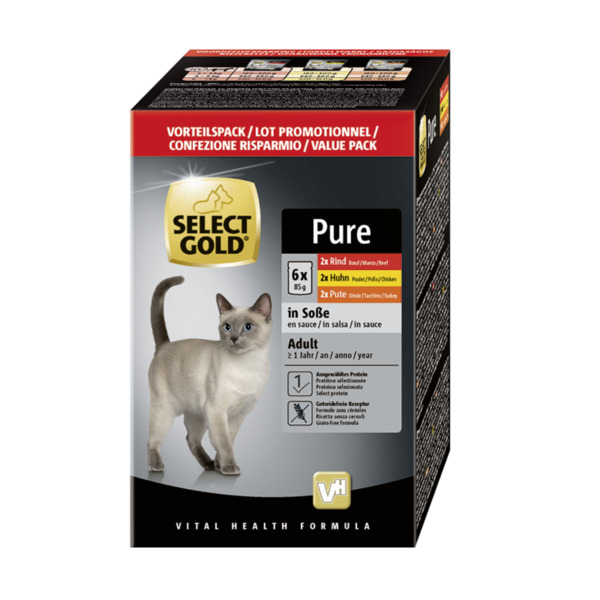 Bild 1 von SELECT GOLD Adult Pure in Soße Multipack 6x85g