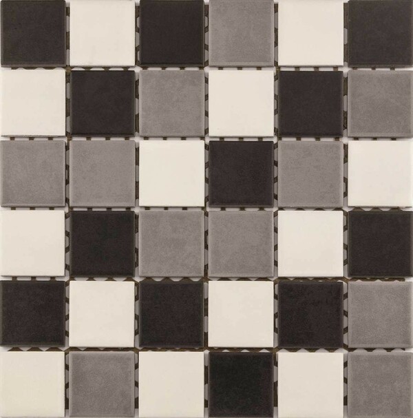 Bild 1 von Kleinmosaik glasiert weiss/grau/schwarz mix
, 
30 x 30 cm, auf Netz geklebt