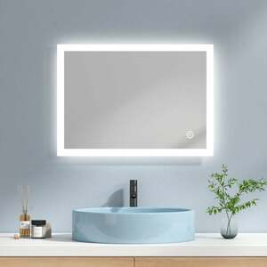 LED Badspiegel 50x70cm Badezimmerspiegel mit Warmweiß/Kaltweiß/Natürliches Licht Beleuchtung Touch-schalter und Beschlagfrei - 50x70cm | 3 Arten von