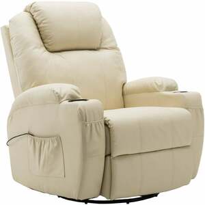 Mcombo - Massagesessel Fernsehsessel Relaxsessel + Heizung mit Dreh + Schaukel manuell verstellbar weiß 7020CW - Cremeweiß